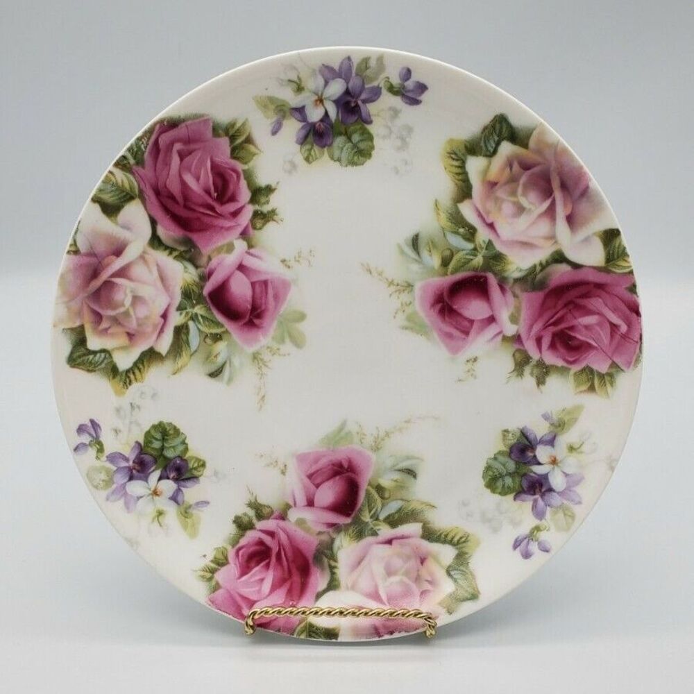 Vintage Rosenthal RC Kronach Bavarian Porcelain Plate Roses & Violets 8.75"
